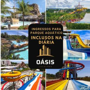 a collage of photos of an amusement park at Spazzio Diroma Acqua Park Luxo in Caldas Novas