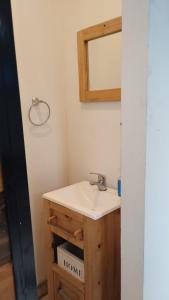 a bathroom with a sink and a mirror at Duplex CATALINA 2 in La Plata