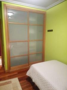 a room with a closet with a glass door at Céntrica, espaciosa y cómoda in Getaria