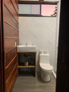 a bathroom with a toilet and a sink at Studio 2327 in Pénjamo