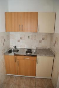 a small kitchen with a sink and a stove at Apartments by the sea Milna, Hvar - 22619 in Hvar +24 photos