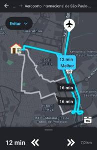 une capture d'écran d'une carte d'un téléphone portable dans l'établissement Sobrado bem próximo ao Aeroporto, à Guarulhos