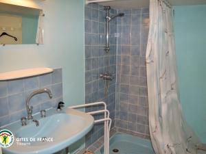 a bathroom with a shower and a sink at Longère authentique avec jardin privé, près des Châteaux de la Loire, idéale pour familles et nature - FR-1-381-501 in Saint-Laurent-de-Lin +18 photos