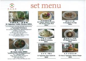 a menu for the set menu of chinese cuisine at Mangga Boutique Hotel in Seri Kembangan