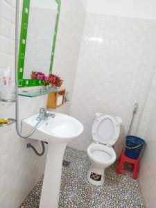 La salle de bains est pourvue d'un lavabo, de toilettes et d'un miroir. dans l'établissement Salem House Sapa, à Lào Cai