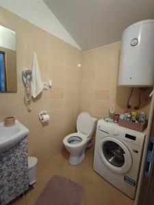 a bathroom with a toilet and a washing machine at Apartment Nika in Umag
