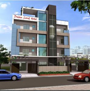 a rendering of a building with cars parked in front of it at hotel dreamland in Haridwār