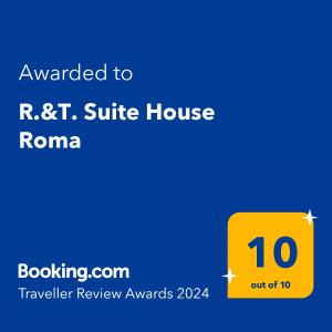 Ett certifikat, pris eller annat dokument som visas upp på R.&T. Suite House Roma