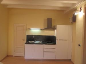uma cozinha com um lavatório e um frigorífico em Mimì Apartment em Lucca