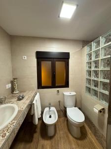 a bathroom with a toilet and a sink at Apartamento Irene 2 in Caravaca de la Cruz