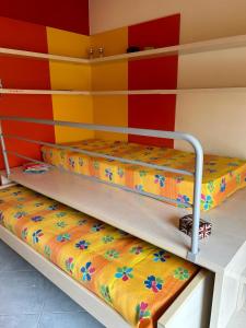2 literas en una habitación con paredes coloridas en Armocromia apartment, en Pozzallo