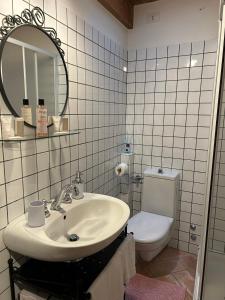 a bathroom with a sink and a toilet at Al Castello in Tavullia