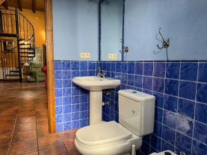 a bathroom with a toilet and a sink at VILLA AMANECER in Candeleda +33 photos