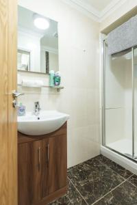 a bathroom with a sink and a shower at Central 1BED APT RELIABLE FAST WIFI & TV in Dublin