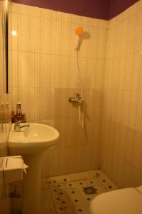 a bathroom with a sink and a shower in it at Room in BB - Amahoro Guest House - Single Room with Shower in Ruhengeri