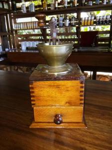 a bowl on top of a wooden box on a table at The Amazing Villa in Anepahan