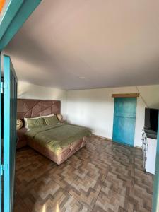 een slaapkamer met een bed en een televisie. bij Vista hermosa in Anserma