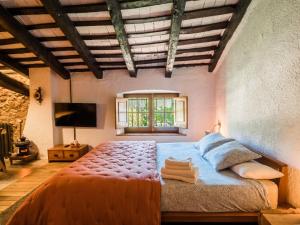 アルブシエスにあるMasia de Can Ferrerのベッドルーム(大型ベッド1台、窓付)