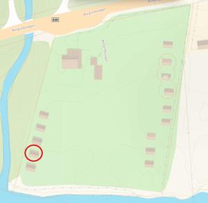 a map with a red circle on it at Steinklepp Camping in Övre Kvamme
