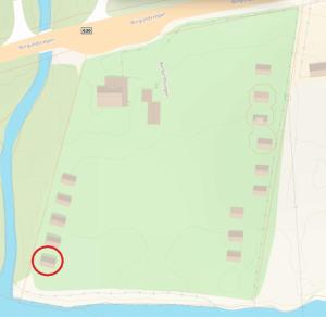 a map with a red circle on it at Steinklepp Camping in Övre Kvamme