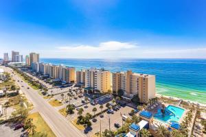 an aerial view of a beach with buildings and the ocean at Crystal Tower Unit 1508 in Gulf Shores