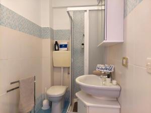 a small bathroom with a toilet and a sink at House Fiocco di Neve by Holiday World in Limone Piemonte