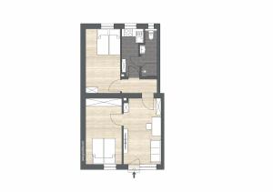 Načrt razporeditve prostorov v nastanitvi 3-Zimmer-Apartment in einer ruhigen Seitenstraße im Nürnberg Nord