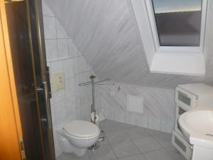 a bathroom with a toilet and a sink at Elegant & Modern - Apartment Scarlett in Neuburg an der Donau