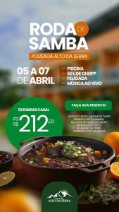 un panfleto para un restaurante con un tazón de comida en Pousada Alto da Serra, en Conservatória