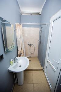 ein Bad mit einem Waschbecken und einer Dusche in der Unterkunft Villa Hotel in Yerevan