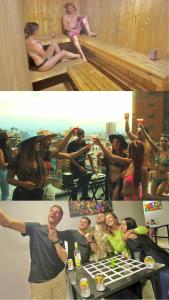 a collage of photos of people at a party at Las Aguas Social Experience in Bogotá