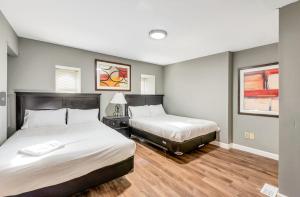 um quarto com duas camas num quarto em 717a - Settle into Soulard 6 Q beds 2 full baths em Soulard