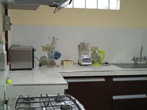 a kitchen with a counter top with a blender on it at Apartamento cómodo in Potosí