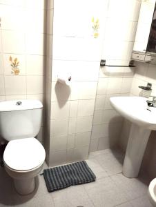 uma casa de banho com um WC e um lavatório em Room in Shared apartment with Parking em Almuñécar