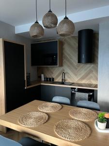 Kuchyň nebo kuchyňský kout v ubytování Apartament Kamienna 28 z prywatną sauną