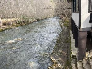 a river next to a building next to a building at Riversong in Sevierville