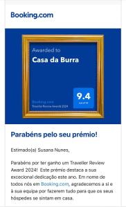 a screenshot of a website with a picture frame at Casa da Burra in Alijó