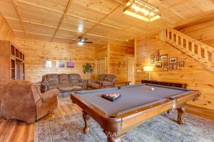 a game room with a pool table in a cabin at Kid-Friendly Morganton Gem 10 Mi to Blue Ridge! in Morganton