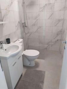 Baño blanco con aseo y lavamanos en Apartments with WiFi Ploce, Neretva Delta - Usce Neretve - 22723, en Ploče