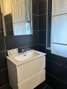 a bathroom with a white sink and a mirror at Caprotti 6 in Magenta