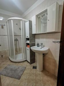 a bathroom with a sink and a shower at Apartment Lučić in Poreč