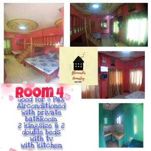 a collage of pictures of a bedroom with a room at Glenmark's Homestay 2 in Mabubua