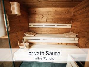 a sauna with the words private sauna in inferigham at Ferienwohnungen Scholl - private Sauna oder Infrarotkabine in Bad Hindelang