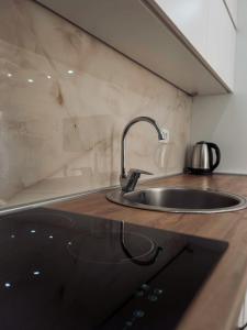 encimera con fregadero y encimera en M&N Residence Tivat, en Tivat