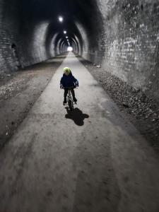 a person riding a bike in a tunnel at 22 Washbrook Way in Ashbourne