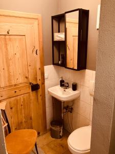 a small bathroom with a sink and a toilet at ApartmentMICRO in Pfronten