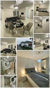 a collage of photos of a living room and a bedroom at Apartman Marina stan na dan in Prijedor