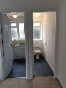 a bathroom with a toilet and a sink at Spencefield House in Leicester
