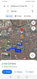 uma imagem de uma página de mapas do Google com um mapa em Zamak em Niš