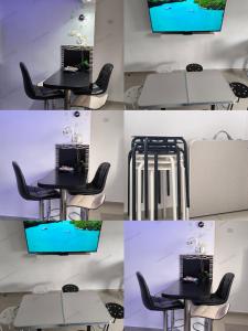 a table with a chair and a tv on top at Perfect House in Eilat